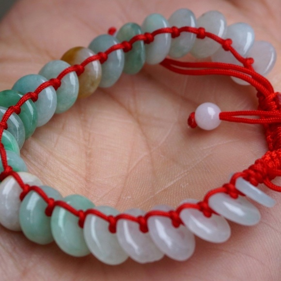 3 Color 100% Natural Untreated Grade A Icy Jade Jadeite Doughnut Bracelet Nice - Picture 3 of 6